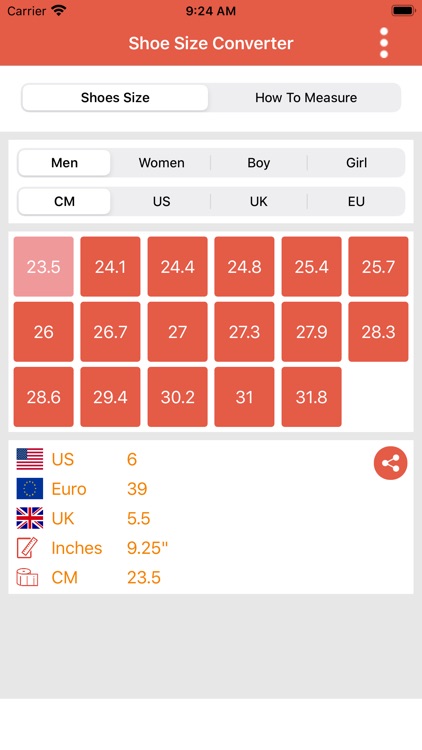 Shoe Sizing Chart screenshot-5