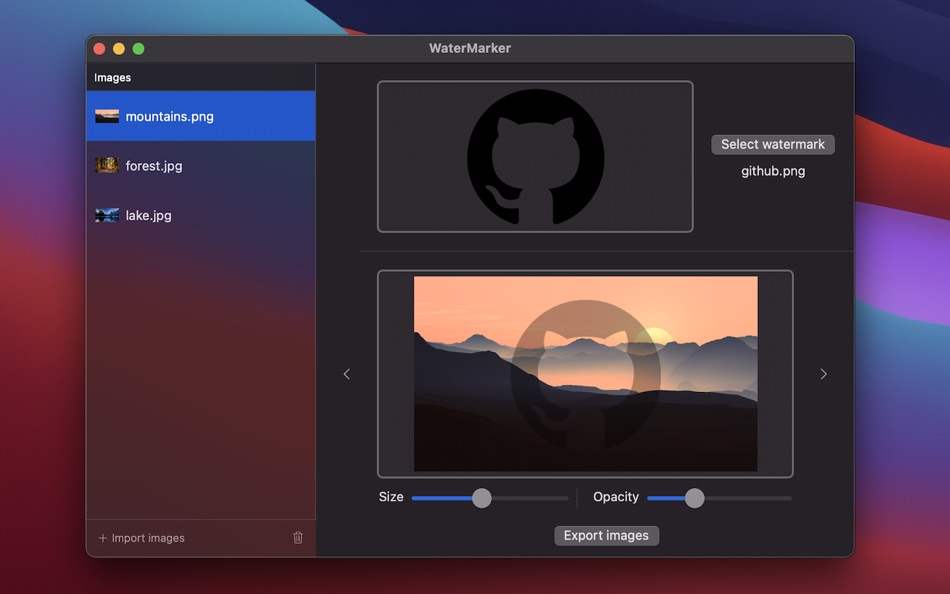 WaterMarker: Overlay images (macOS) 由: Marina Anisovich WaterMarker: Overlay images (macOS) 由: Marina Anisovich