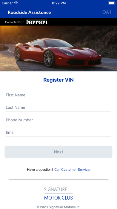 Ferrari Roadside Assistance Screenshot