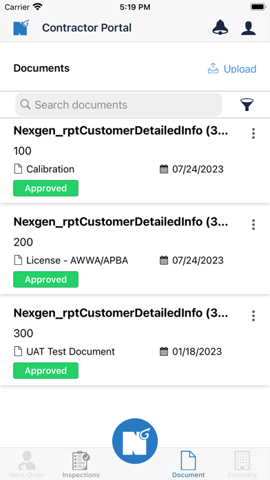 NEXGEN Contractor Portal Screenshot