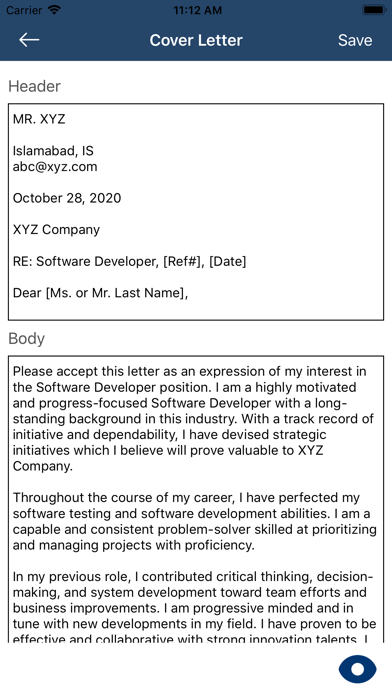 Easy CV & Cover Letter Maker Screenshot