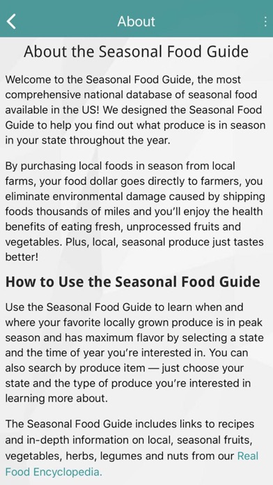 Seasonal Food Guide Screenshot