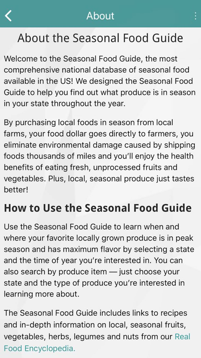 Seasonal Food Guide