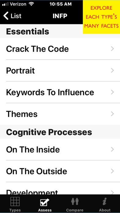 Personality Types Screenshot