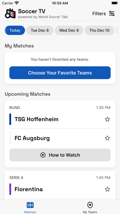 Soccer TV Schedules Screenshot
