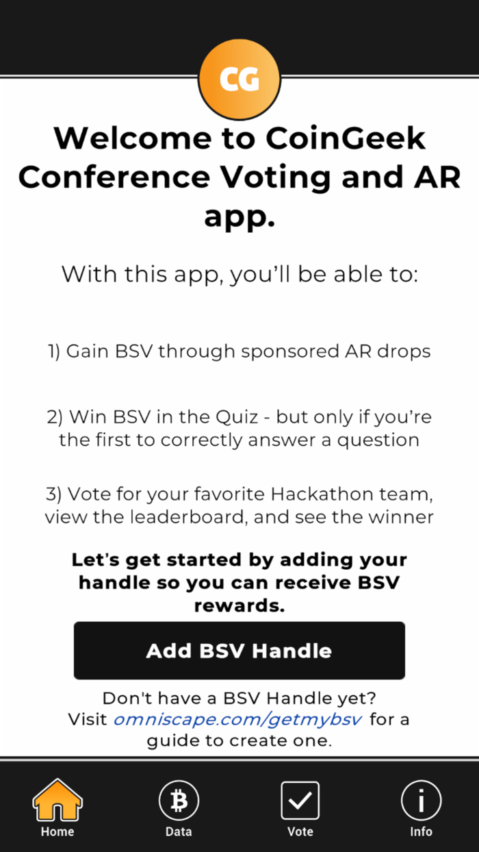 CoinGeek Voting  AR app