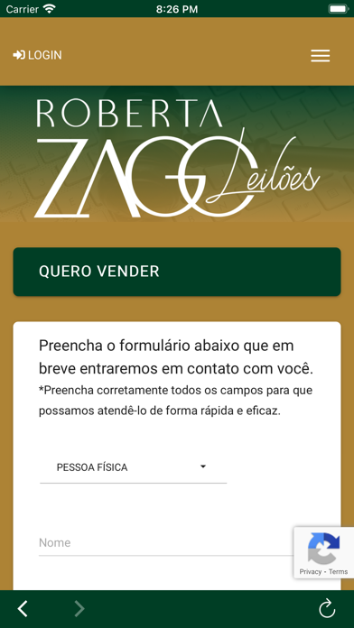 Roberta Zago Leilões Screenshot