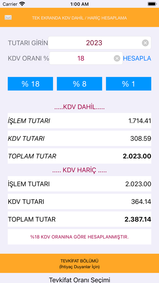 KDV Hesapla - KDV Dahil Hariç - 1.2.3 - (iOS)