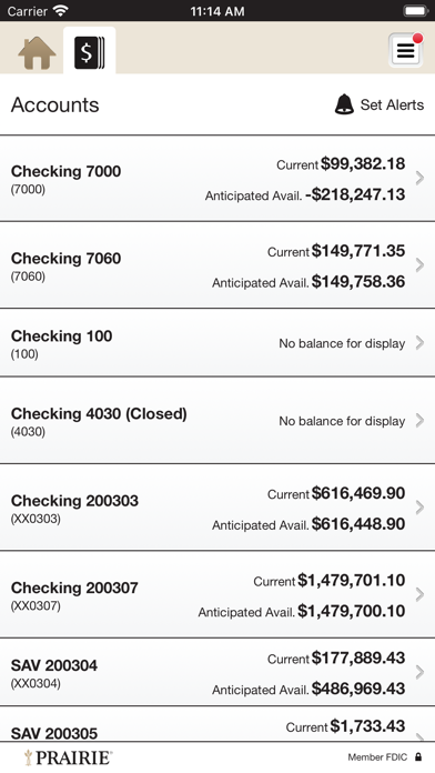 Prairie Community Bus Banking Screenshot
