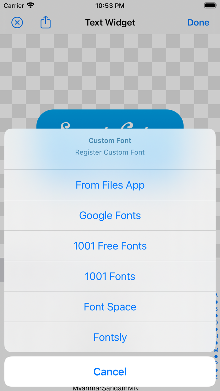 Text Widget on Home Screen