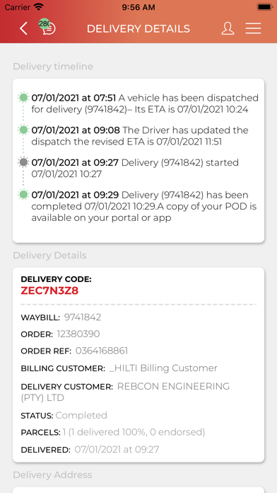 City Logistics Customer Screenshot