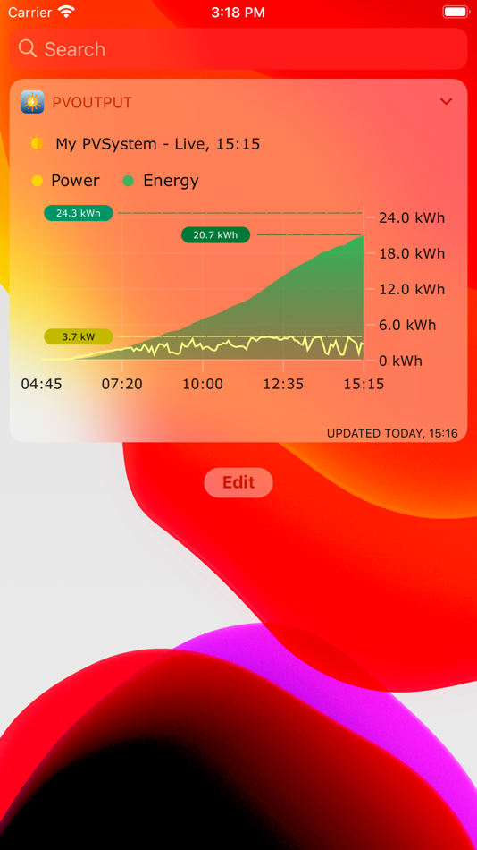 #7. PV Output Widget (iOS) Podle: Maciej Gulda