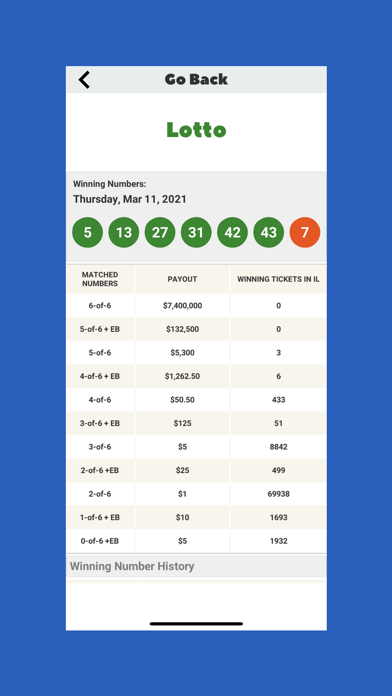 IL Lotto Results Screenshot
