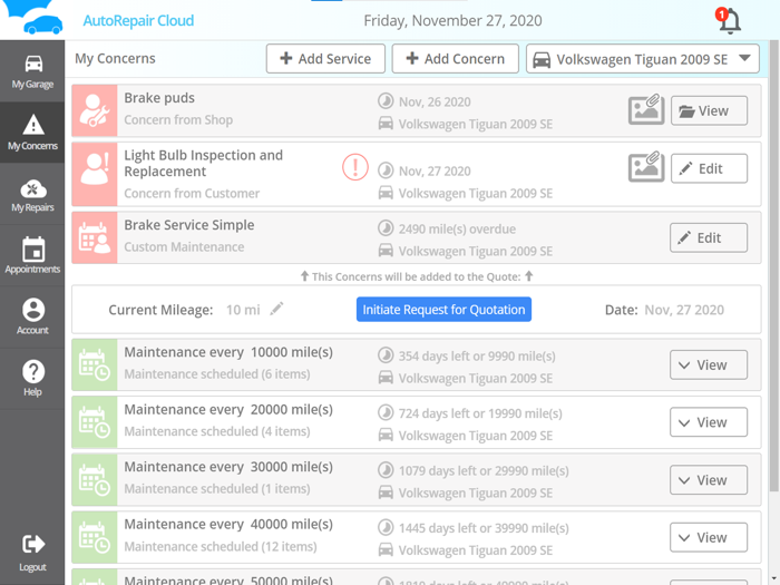 AutoRepair Cloud for iPad