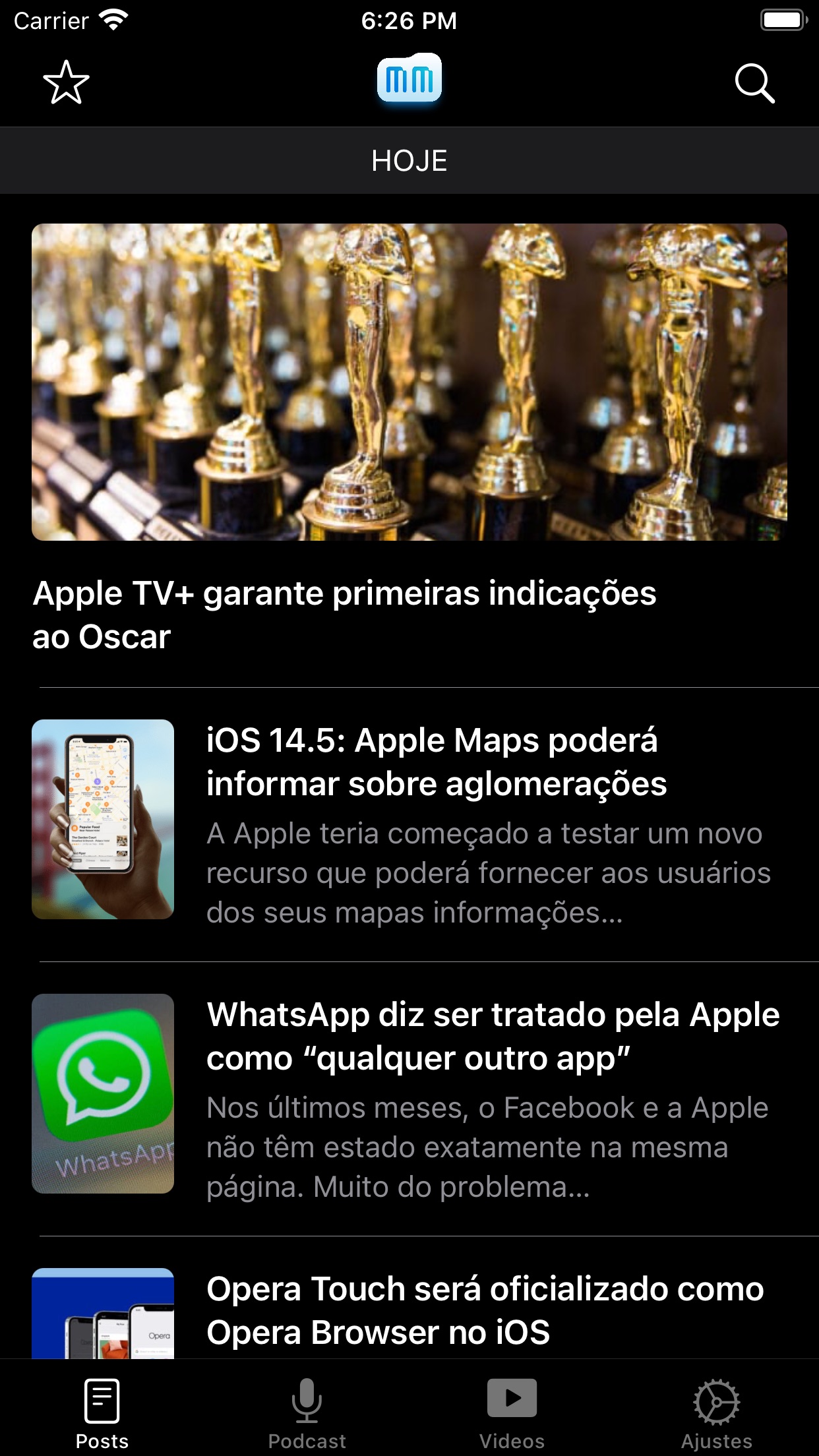 Screenshot do app MacMagazine