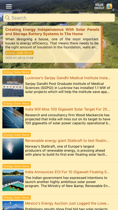 Solar Energy News - Info Screenshot