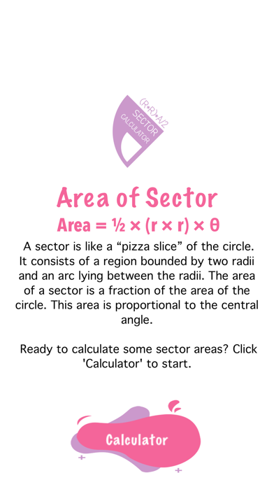 Area Of Sector Calculator Screenshot