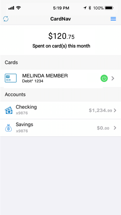 Ulster FCU CardNav Screenshot