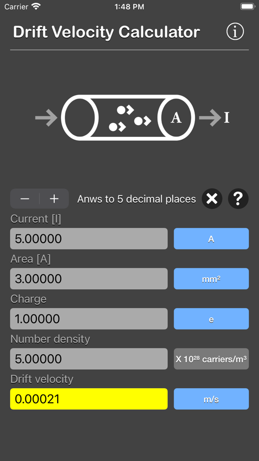 Drift Velocity Calculator - 1.1 - (iOS)