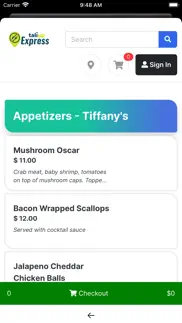 tiffany's steakhouse iphone screenshot 2