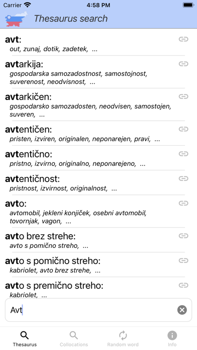 Slovene Thesaurus Screenshot