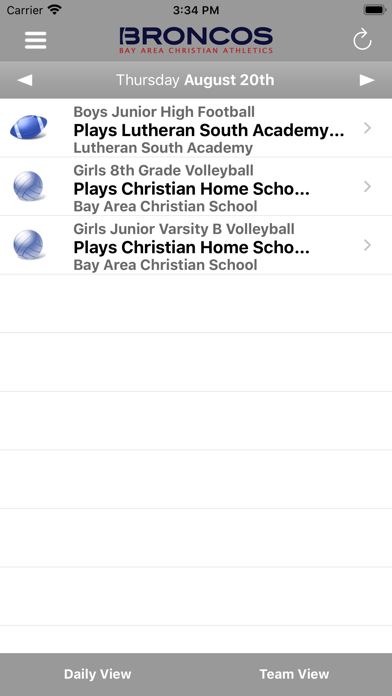 Bay Area Christian Athletics Screenshot