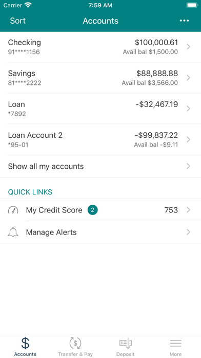Pacific Cascade Mobile Banking Screenshot