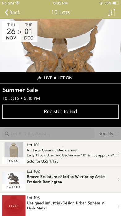 Randy Higbee Gallery Auction Screenshot