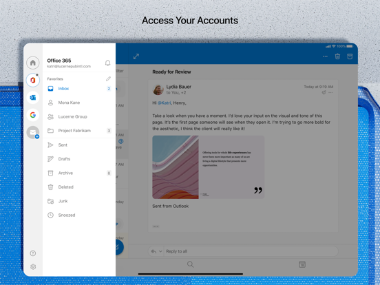 iPad Image of Microsoft Outlook