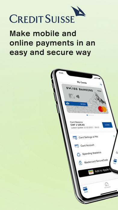 Credit Suisse Prepaid Cards Screenshot