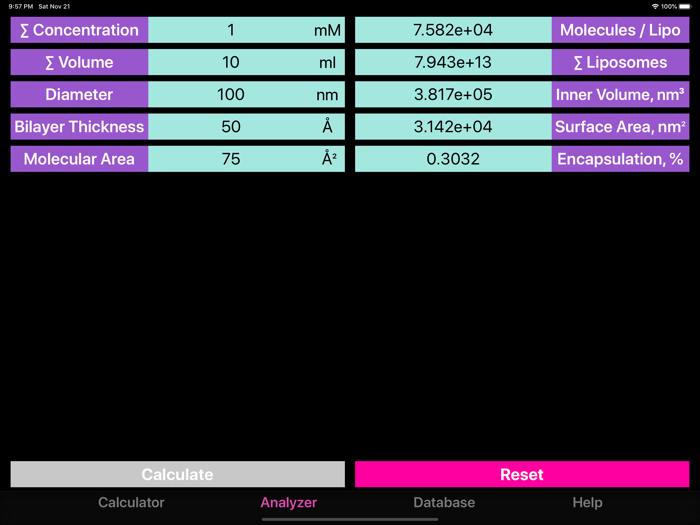 Liposome Calculator
