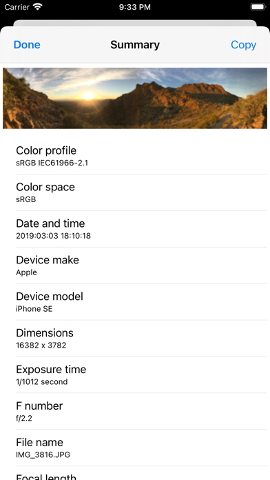 Phototronic Metadata Screenshot