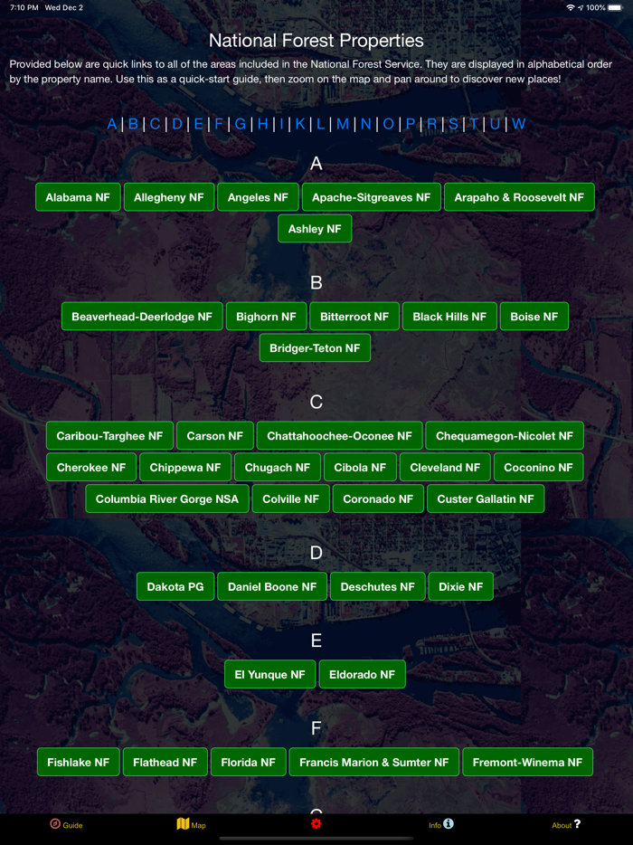 US National Forest Service Map