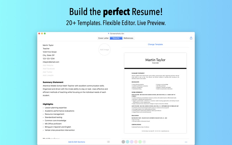 Screenshot #1 for Resume Builder by Nobody