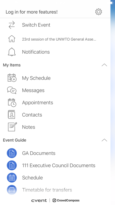 UNWTO Events Screenshot