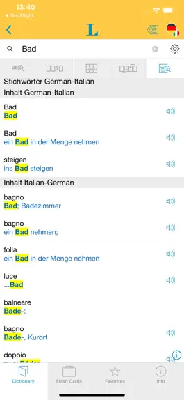 Game screenshot Big German Italian Dictionary apk