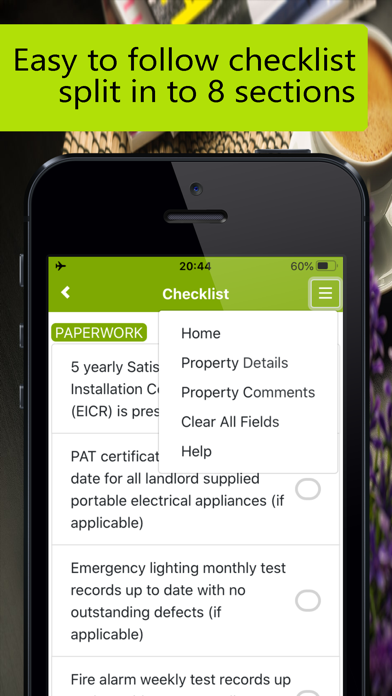 Landlords Electrical Checklist Screenshot