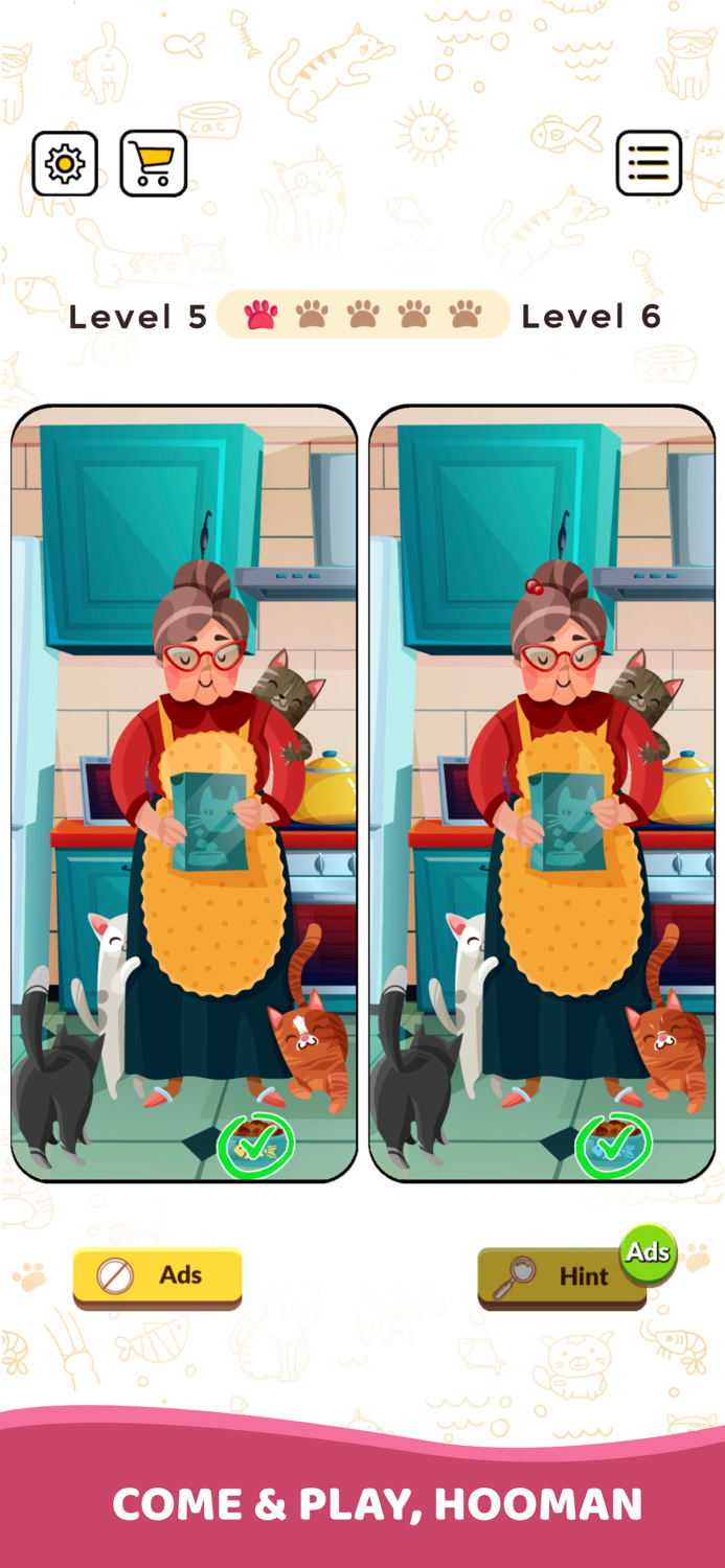 Cat game Find different spots