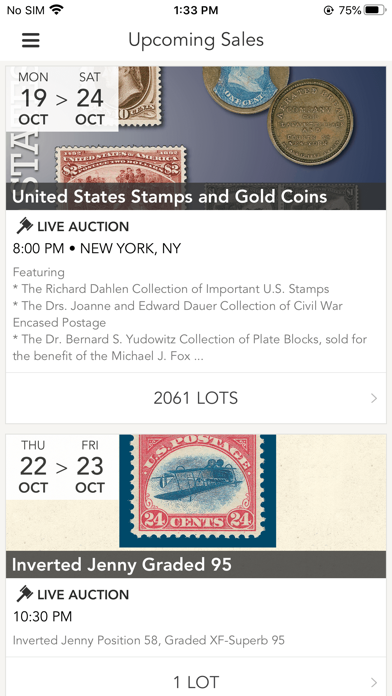 Siegel Auction Galleries, Inc. Screenshot