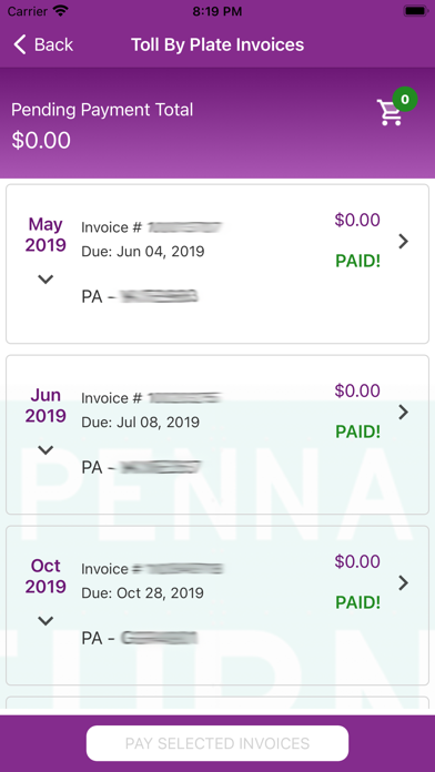 PA Toll Pay Screenshot