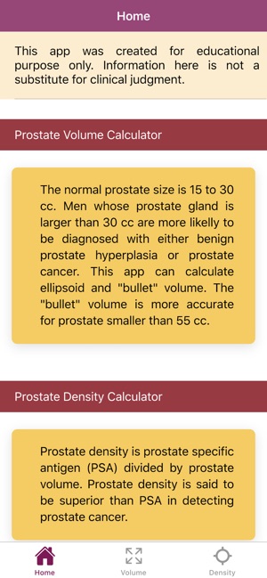 Calculator volum prostata