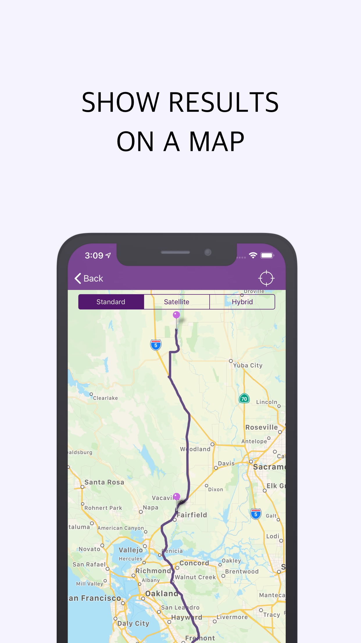 Screenshot do app Pin Points Distance Calculator