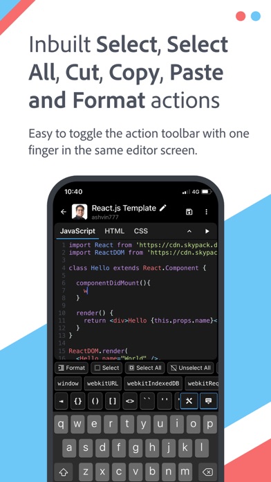 Screenshot #2 pour JSitor - JS, HTML & CSS Editor