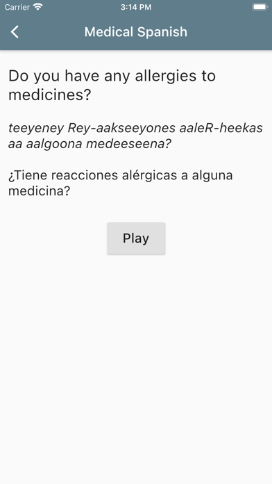 Spanish Medical Phrases Screenshot