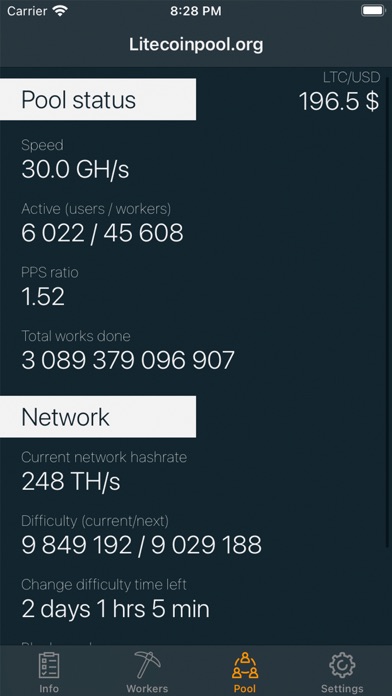 Litecoinpool monitor Screenshot