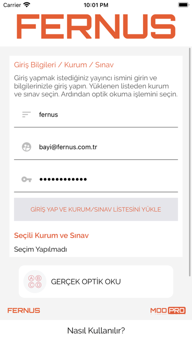 FERNUS Optik Okuyucu Screenshot