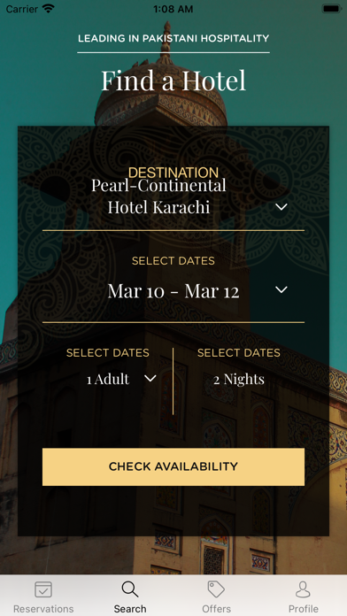 Pearl Continental Hotels Screenshot