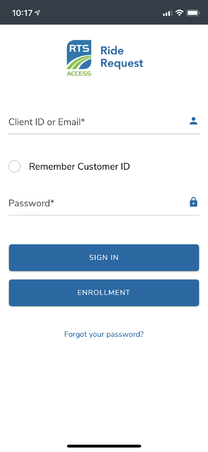 RTS Access Ride Request