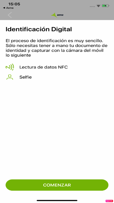 Aena. Registro biométrico Screenshot