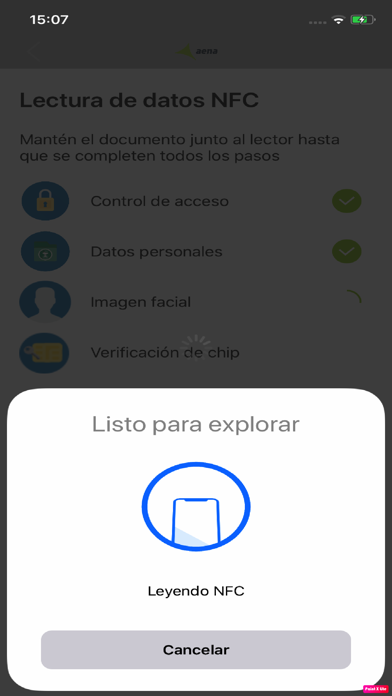 Aena. Registro biométrico Screenshot